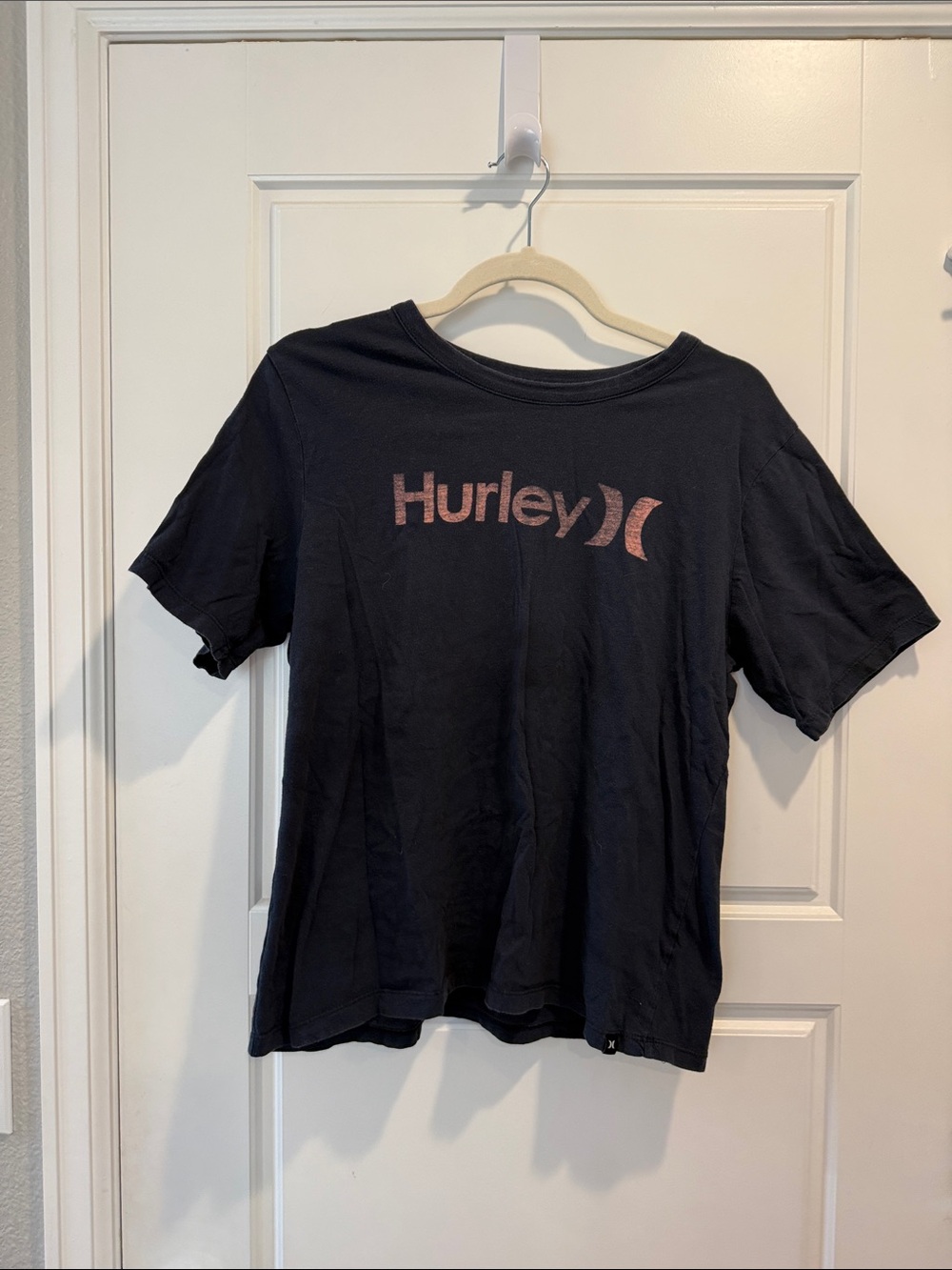 Hurley Black Tee with Pink Logo for Kids